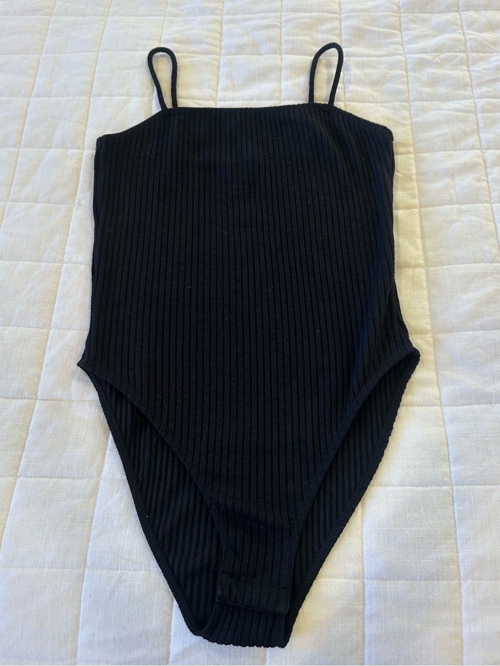 Topshop Black Ribbed Spaghetti-Strap Bodysuit